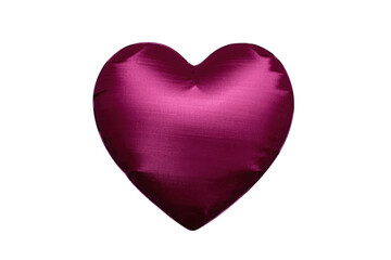 Fototapeta premium Purple satin heart pillow representing love, romance, and valentine's day on a transparent background