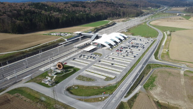 Luftaufnahme Bahnhof Weststeiermark an der Koralmbahn