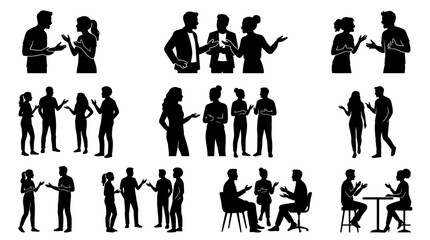 Fototapeta premium Silhouettes of people interacting socially.