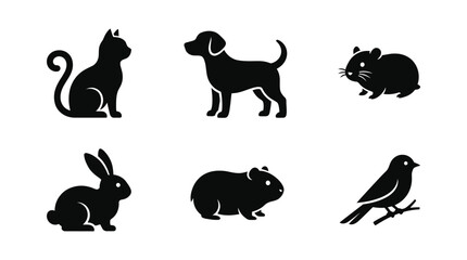 Obraz premium Black silhouettes of various cute animals.