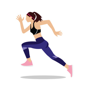 Fit woman running with determination for fitness goals and healthy lifestyle