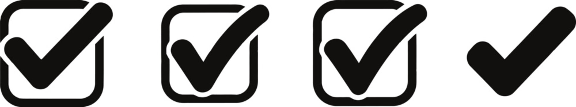 Four black check mark icons representing completion confirmation or positive affirmation in a minimalist style