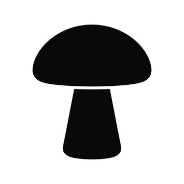 Black silhouette of a mushroom on a white background, simple symbol fungus