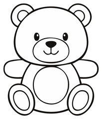 Obraz premium Friendly Teddy Bear Illustration Outline for Coloring Books or Children's Art Projects