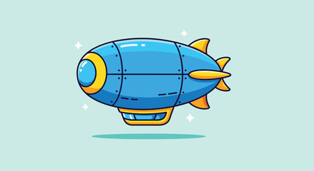 Cartoon Airship Blimp Flying Vehicle Illustration. © NFS Studio