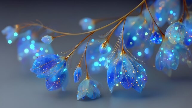 Glowing Blue Flowers with Fantasy Floral, and Magic Bloom.