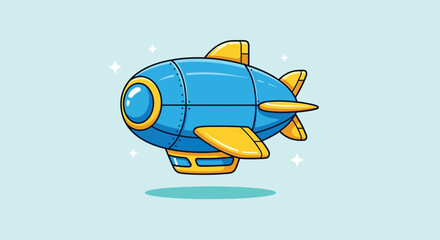 Cute Cartoon Blimp Flying in the Sky Vector illustration. © NFS Studio