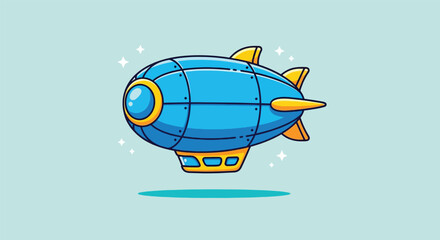 Cute Cartoon Blimp Flying in the Sky. © NFS Studio