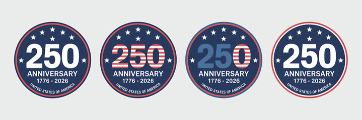Obraz premium Usa 250th anniversary badges set american patriotic symbols