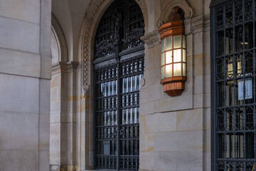 Fototapeta premium Hanover's New Town Hall Rathaus, castle-like building era Wilhelm II, Architectural municipal governance space, eclectic style historic civic German architecture, neoclassical landmark Germany tourism