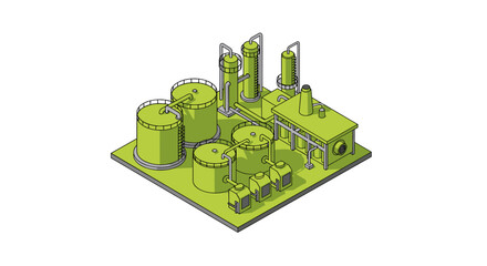 Industrial Plant with Storage Tanks and Processing Units. © Re