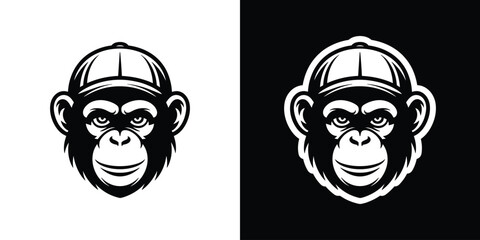 Vector illustration of a monkey wearing a baseball cap and © MdBillal
