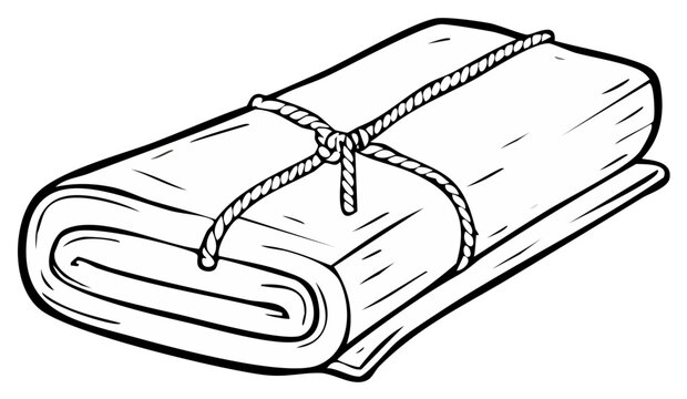 Rolled Document Tied with String Illustration, Ancient Scroll, Manuscript Bundle, Diploma Sketch