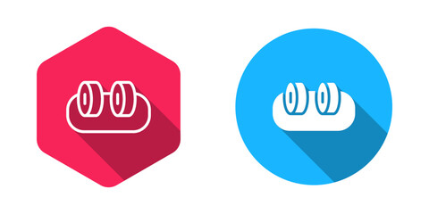 Filled and outline Sushi icon isolated with long shadow background. Traditional Japanese food. Vector © Iryna