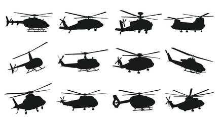 Collection of Various Helicopter Silhouettes. © Payu