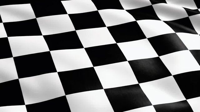 Closeup of a checkered flag waving in the wind racing concept.