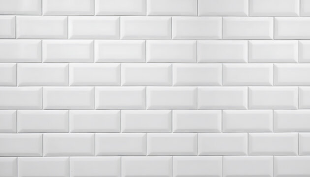 Seamless White Subway Tile Texture - Modern Beveled Ceramic Wall Background