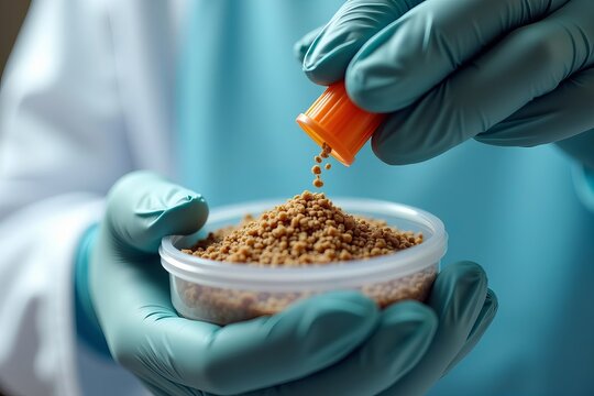 Close-up of Doctor Collecting Fecal Sample for Medical Testing