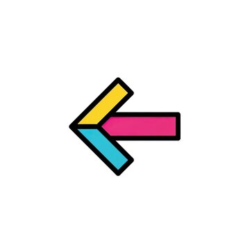 A colorful arrow pointing to the left