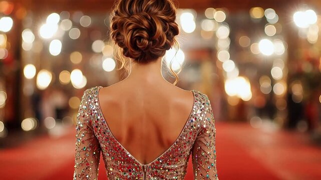 Premium Woman in ornate dress on red carpet for Contemporary Lifestyle and Visual Storytelling