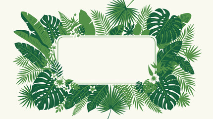 Tropical leaves frame border decoration. © Suro