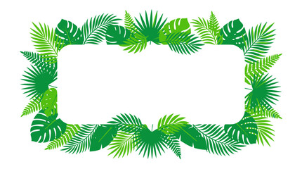 Tropical green leaves border frame. © Suro