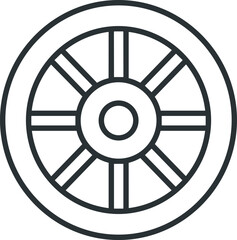 Obraz premium Black and white wheel icon with eight spokes on white background