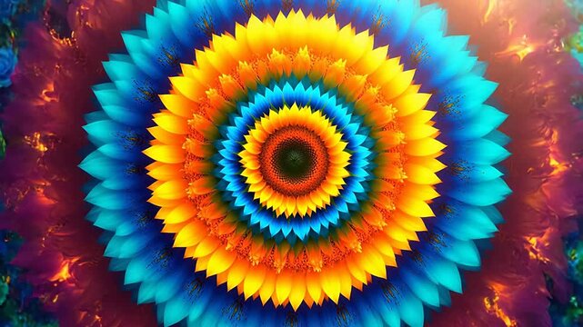 Dynamic Colorful sunflower mandala pattern representing Generative AI and Creative Energy