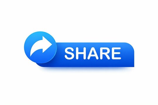 Modern blue share button with arrow icon for digital interfaces