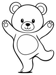 Fototapeta premium Cartoon Teddy Bear Balancing in Black and White for Coloring Pages and Educational Use