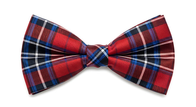 Traditional red and blue plaid tartan bow tie with accessory clothing scottish menswear checkered