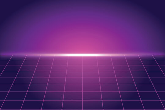Retrowave Neon Grid Background