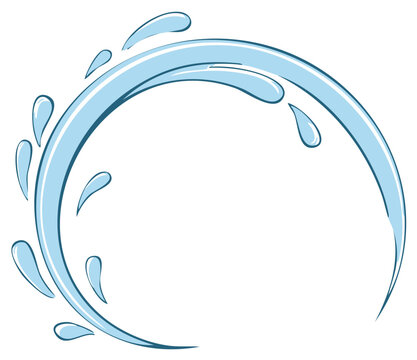 Abstract water arc with droplets illustration