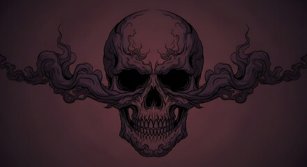 Fototapeta premium Dark Skull with Swirling Smoke and Intricate Details.