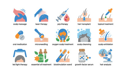 Fototapeta premium Hair and scalp treatments: laser, prp, microneedling, and more solutions