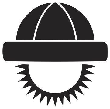 Stylized sun hat and radiating sun icon depicting summer travel and protection