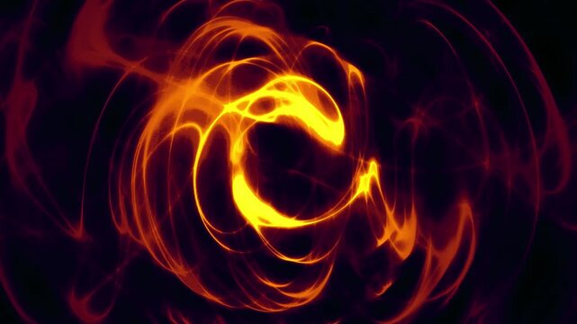 Abstract fiery vortex glowing orange and yellow light