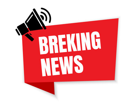 Megaphone with breaking news speech bubble. Loudspeaker. Banner for business, marketing and advertising. Vector illustration.