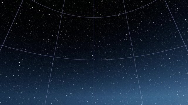 Starry night sky with celestial grid lines overlay