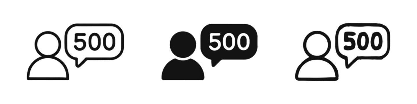User 500 Followers Count Icon Set