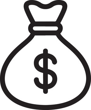 Black Money Bag Icon with Dollar Sign for Finance and Banking Concepts