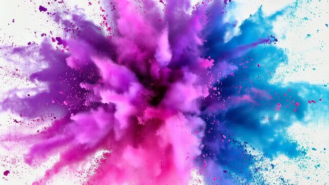 Color Burst: An artistic explosion of vibrant hues, a vivid cloud of colorful powder fills the frame, creating a dynamic visual spectacle that evokes energy and movement. 
