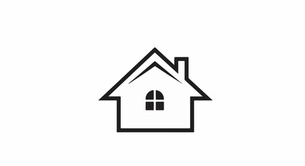Fototapeta premium Minimalist black outline of a house with a single arched window