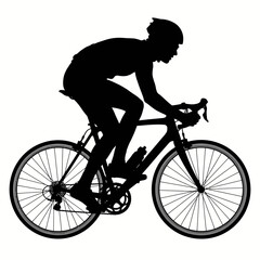 Fototapeta premium A vector silhouette of a cyclist riding a bicycle in motion.