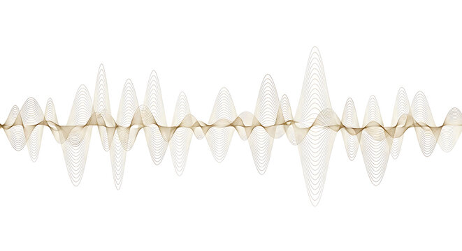 Abstract digital sound wave visualization with golden particle peaks and valleys frequency visualization abstract technology vibration electronic analysis