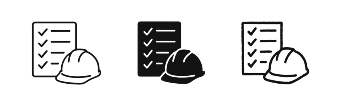 Safety Compliance Checklist and Hard Hat Icon for Industrial Inspection