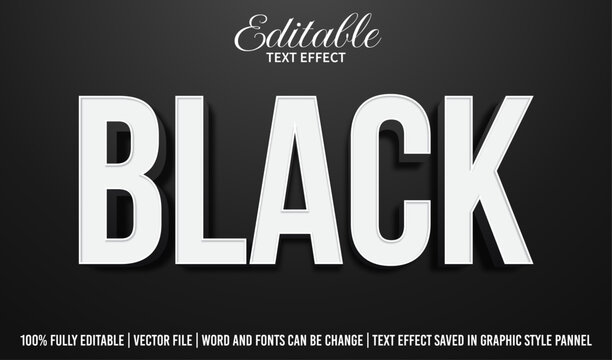 Black and White 3D Editable Text Effect Illustration Vector