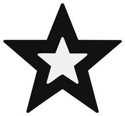 Fototapeta premium Simple Geometric Black and White Star Icon with Inner Star Symbol