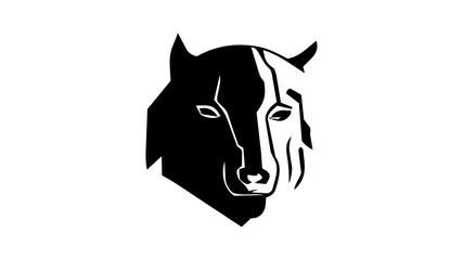 Wolf head logo design in negative space style, minimalist wild dog or husky vector illustration © Yuliia Litvinova