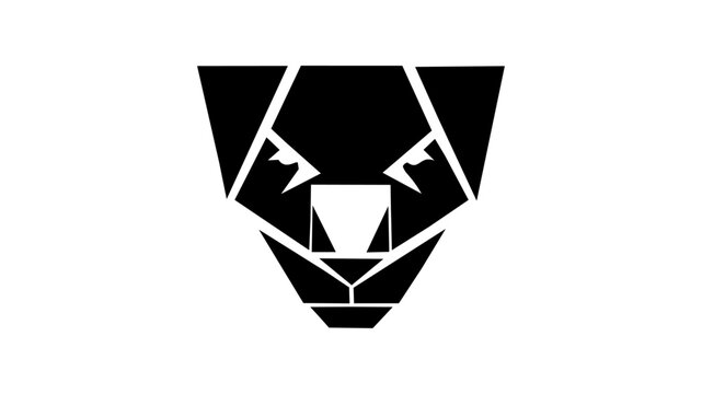 Geometric predator head logo design, minimalist panther or dog vector icon illustration